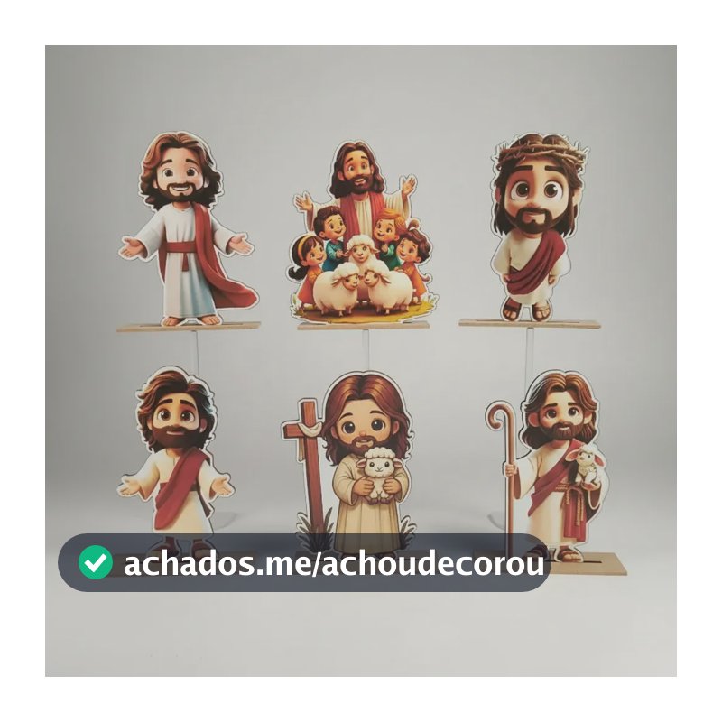 Kit Display De Mesa 6 Peças Para Festa Jesus Mdf