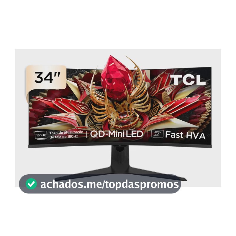 Monitor Gamer Curvo Tcl 34 Polegadas Qd-Mini Led Wqhd R83q 180hz 1ms (Gtg) Hdr 1400 Nits 34r83q