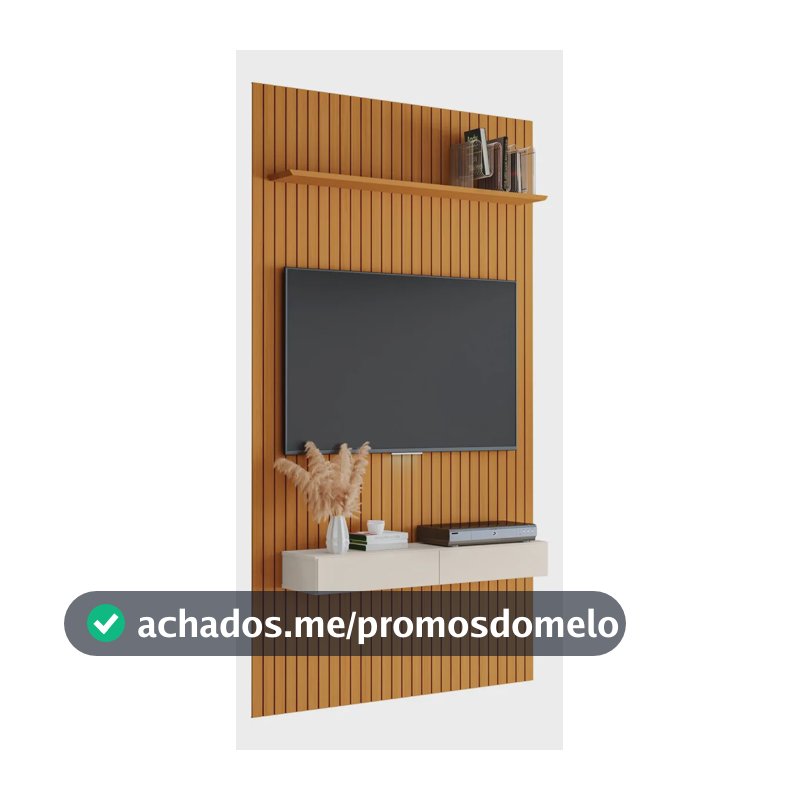 Painel Para Tv Até 55 Polegadas Ripado C/nicho Cedro/off