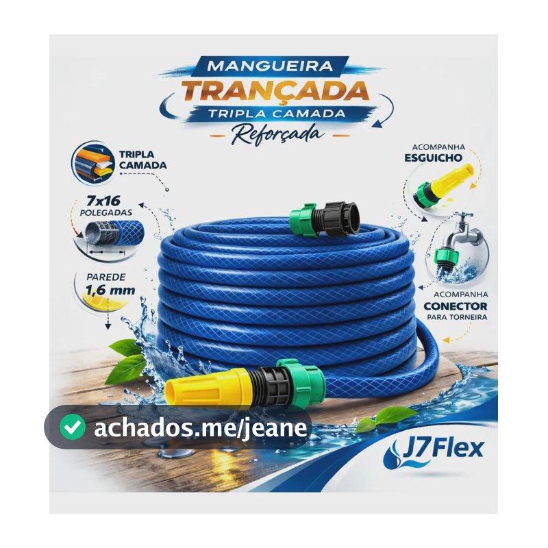 Mangueira De Jardim 15 Metros Reforçada Trançada Não Dobra Cor Azul