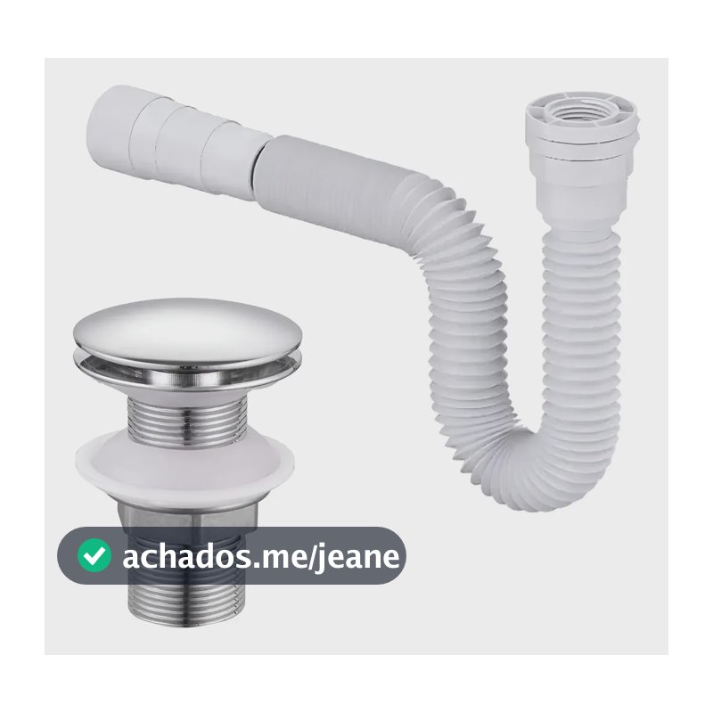 Kit Válvula Click 1.1/4 Cr+sifão Cromado Pia Tanque Banheiro Cromada-prateada