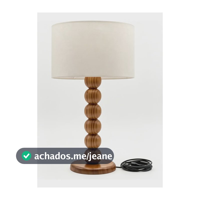 Abajur De Bola Grande Torneado Moderno Cúpula Algodão Crú Marrom-claro Bege 127/220v