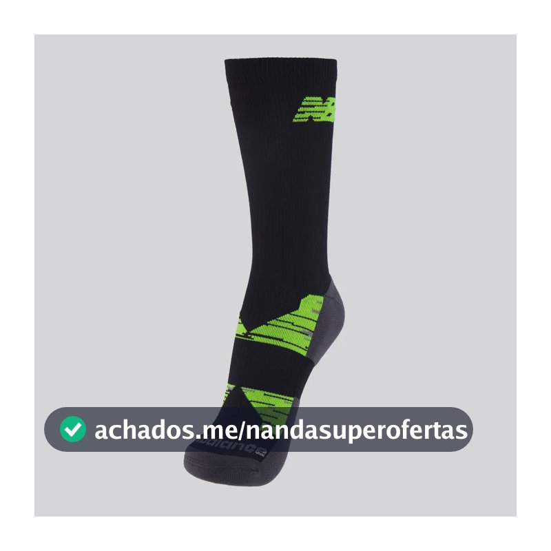 Meia New Balance Cano Longo Performance Preta E Verde Preto-verde - 39-42