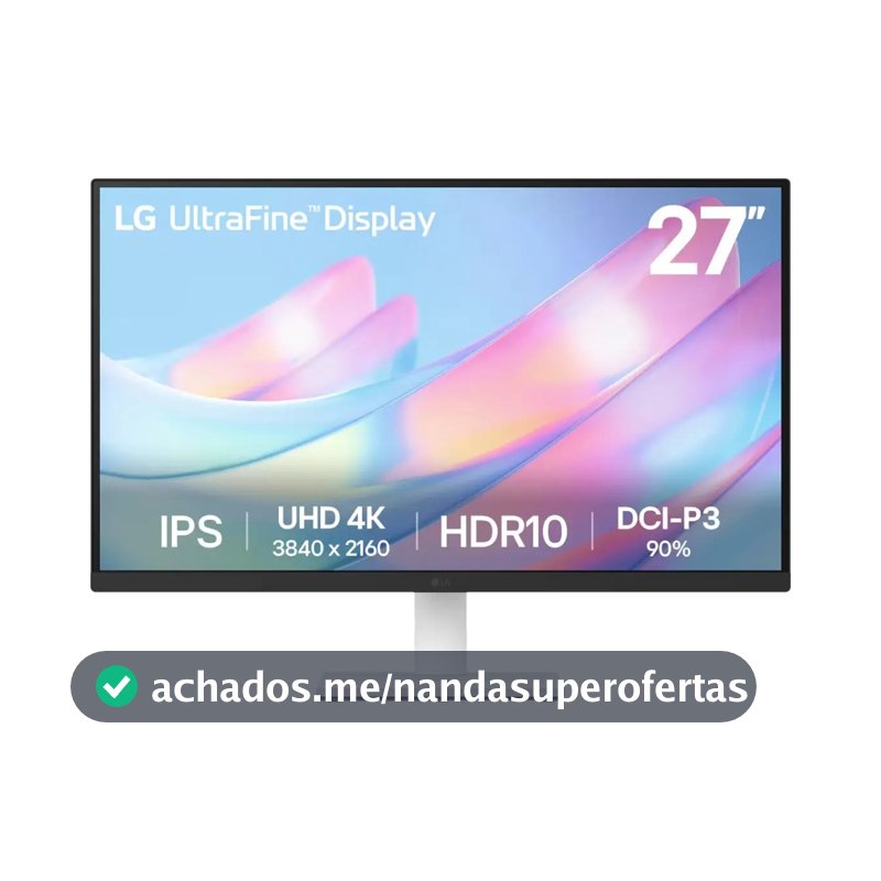 Monitor LG UltraFine - Tela IPS UHD 4K 27", HDR10, DCI-P3 90% , Dynamic Action Sync, Branco– 27US500