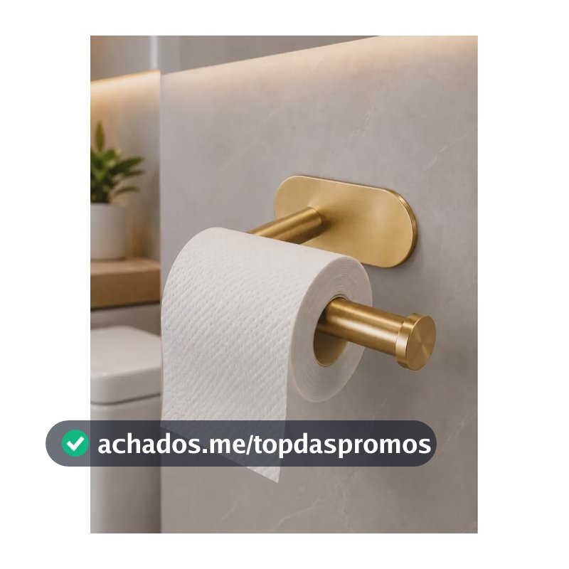 Porta Papel Higiênico Parede Banheiro Inox Adesivo 3m Forte Dourado