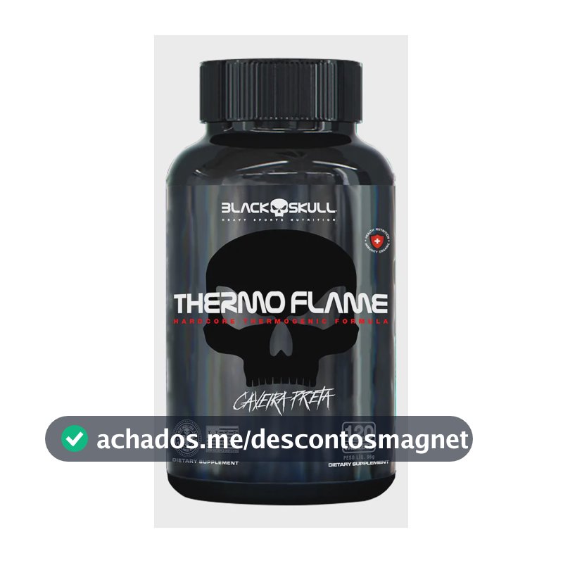 Cafeína Black Skull Caveira Preta Thermoflame em tabletes Sem sabor de 120 un