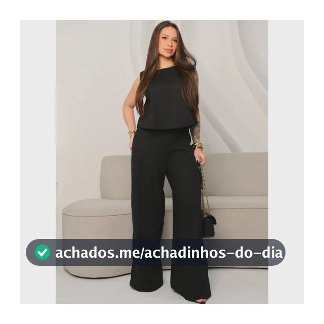 Conjunto Alfaiataria Calça Pantalona E Cropped Linho