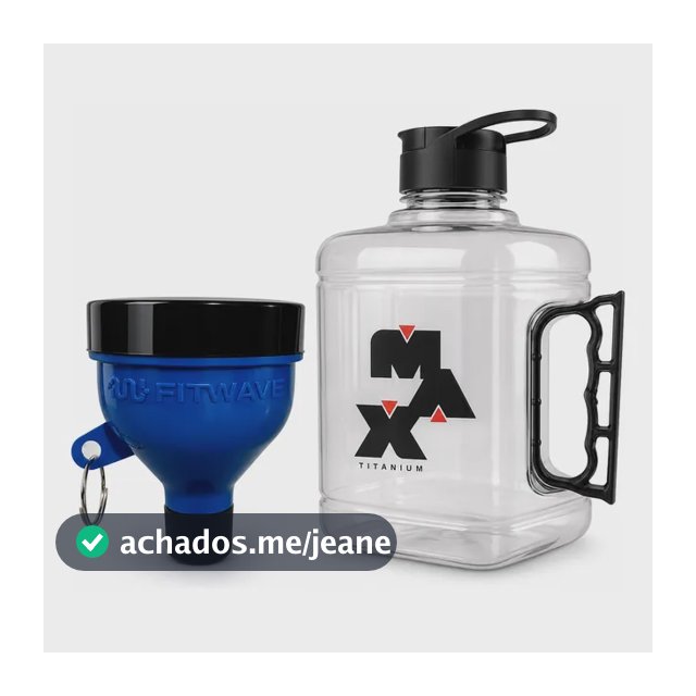 Kit  Galão Max Titanium  1,5l  + Funil Porta Dose Whey 50g Azul