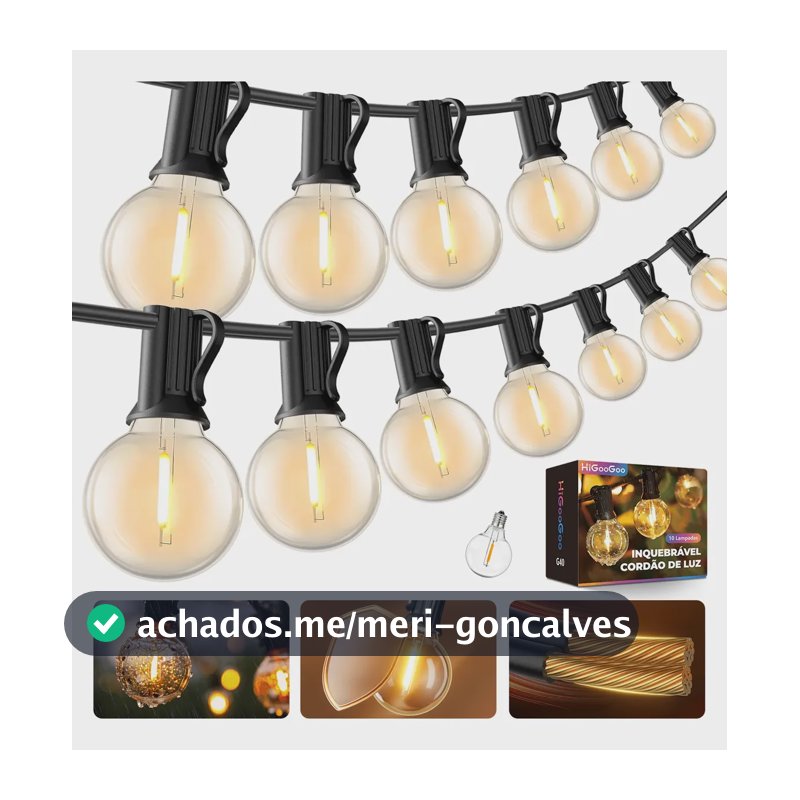 Higoogoo 35 Lampadas 20m Varal De Luzes Inquebrável Led  G40 110v