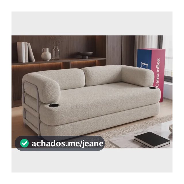 Sofá Cama Orbe. 1,90m Xpand Tech Tecido Boucle Cama Inbox Bege Liso