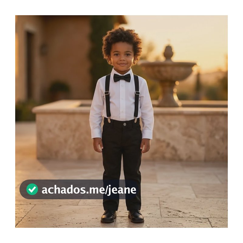 Conjunto Terno Infantil Pajem Casamento Batizado 4 Peças Preto 6