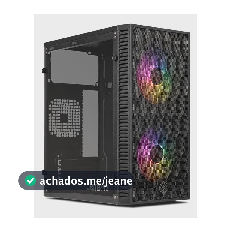 Gabinete Gamer TGT Jester V2 Preto Mini-Tower com Acrílico e 2 Fans Rainbow