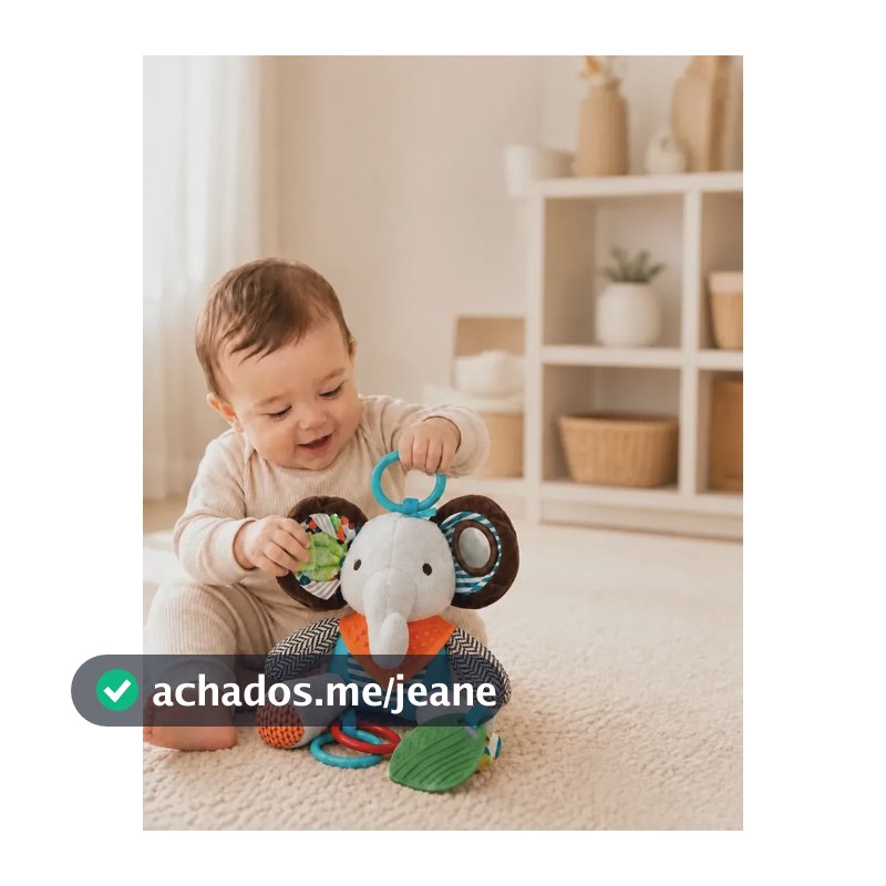 Pelúcia Sensorial Bebê Mordedor Chocalho Bichinho Mobile Azul