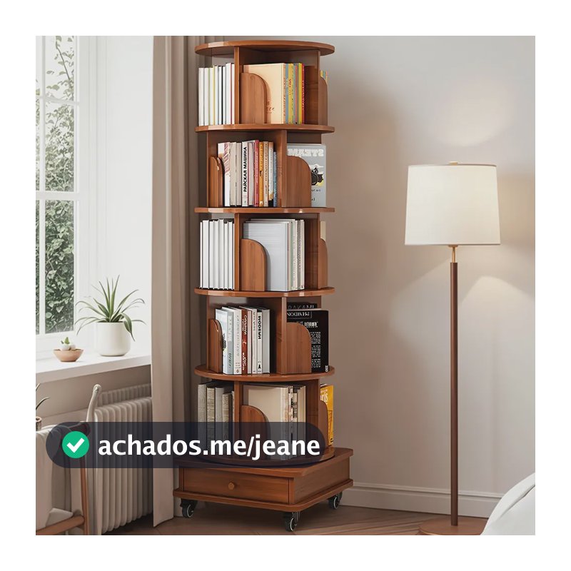 Estante Giratoria Pare 250 Livros 5 Andares Deep Walnut Marrom