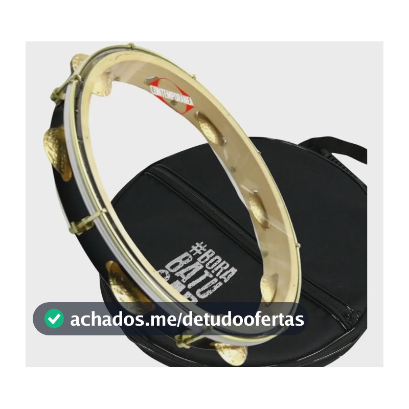Pandeiro Contemporânea 12 Pro Super Leve + Capa Oferta Preto