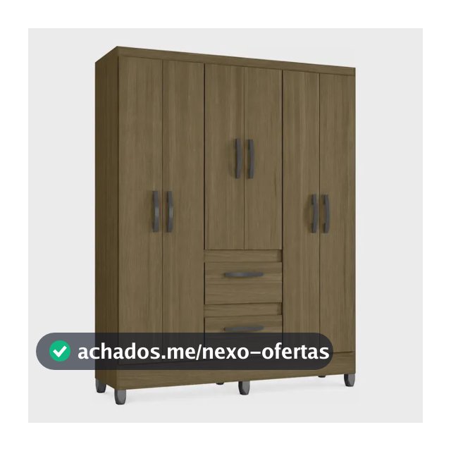 Guarda Roupa Solteiro 6 Portas 2 Gavetas Capri Poquema Cor Castanho