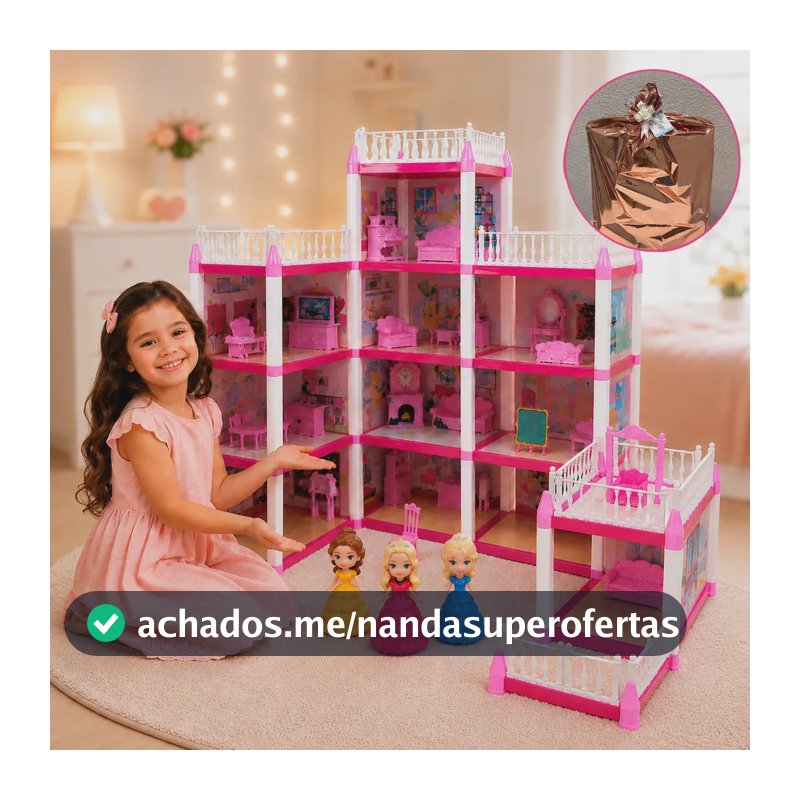 Casinha Boneca Castelo 3 Princesas 240 Peças + Kit Presente