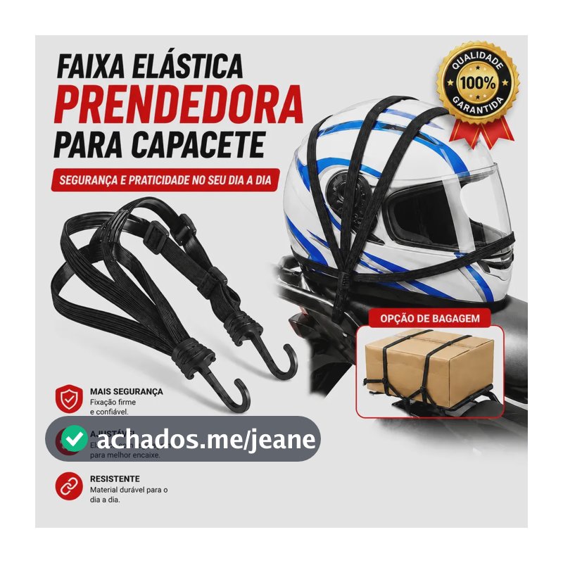 Prendedor Capacete Moto Rede Elástica Amarração De Bagagem