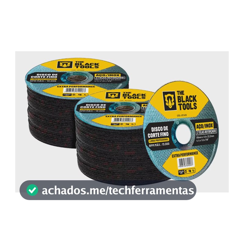Disco Corte Fino Inox 4.1/2 X 1,0mm Para Esmerilhadeira 100 Peças The Black Tools