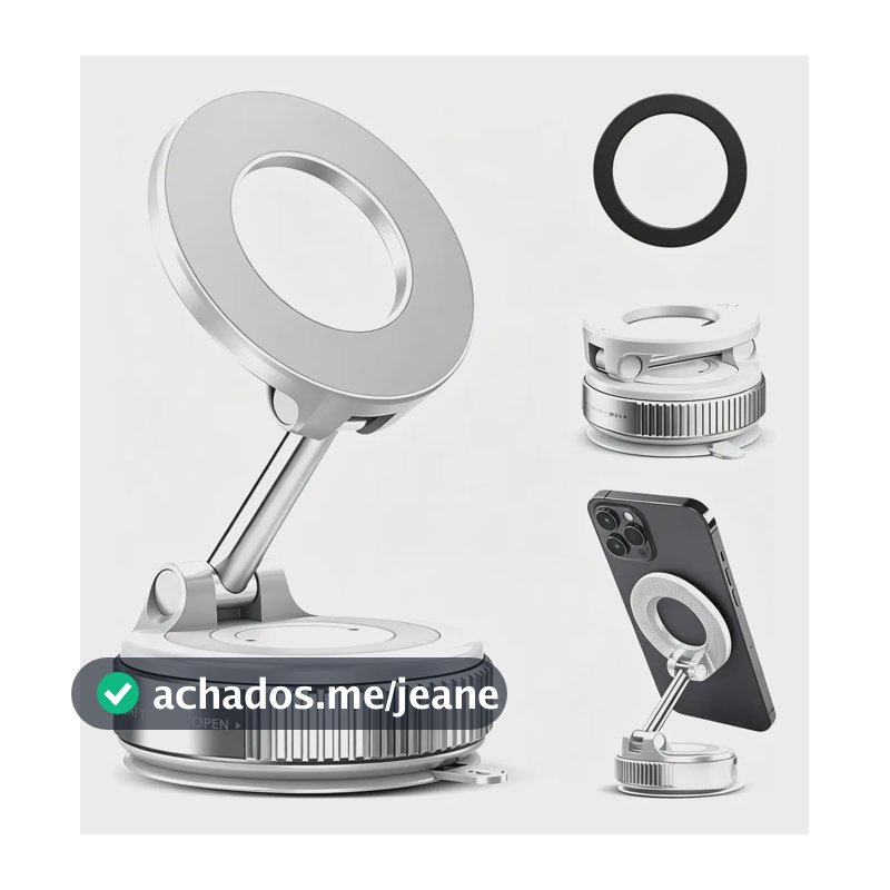 Suporte Celular Carro Magnético Rotativo 360dobrável Ventosa Branco