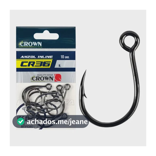 Anzol Reforçado Crown Inline Cr36 Black Nº1/0 - 10 Unidades