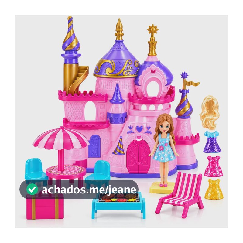 Brinquedo Casinha De Boneca Menina Castelo Princesa 13 Peças Completa Castelo Dos Sonhos