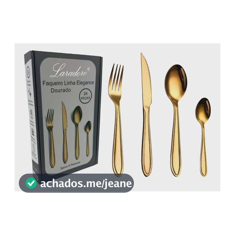 Faqueiro Em Aço Inox - Laradore Elegance Dourado (24 Peças) Dourado