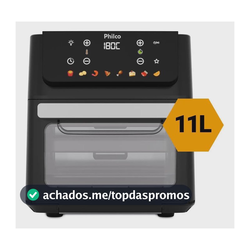 Fritadeira Air Fryer 11 Litros 8 Funções 1800w Philco PAF11B 220v
