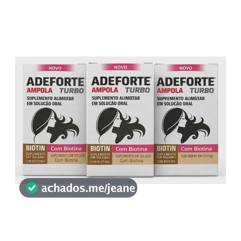 Kit 3x Adeforte Turbo + Biotina 3ml | Suplemento Alimentar Sem Sabor