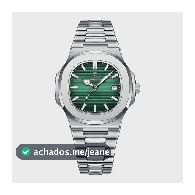 Relógio Poedagar 613 Aço Inoxidável Quartzo Fundo Verde 41mm Resistência Água