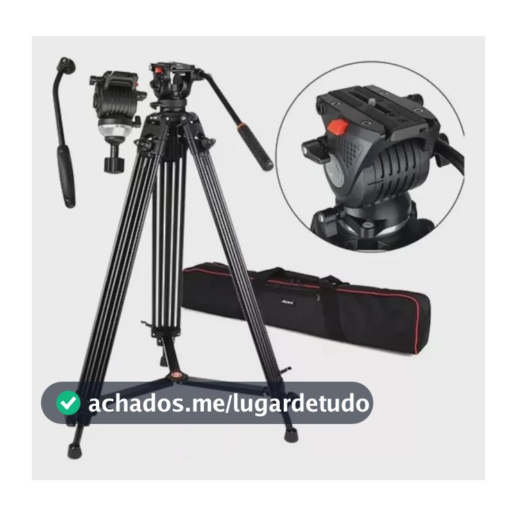 Tripé Nt-777 Profissional 180cm Cabeça Hidráulica Câmera Bag Preto