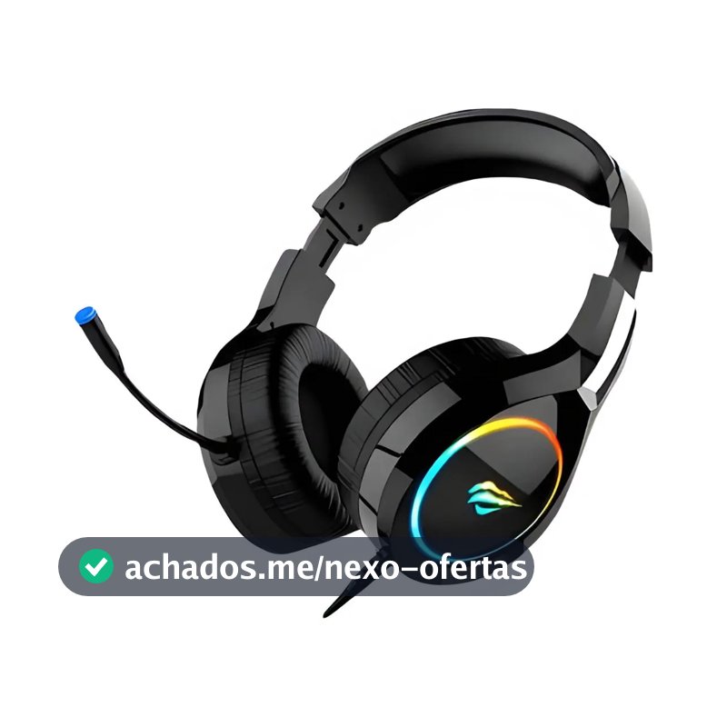 Fone de ouvido Headset over-ear gamer Havit H2232D 2xP2, RGB - Preto