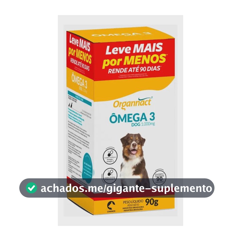 Suplemento Omega 3 Dog 1000mg Organnact 90 Cápsulas