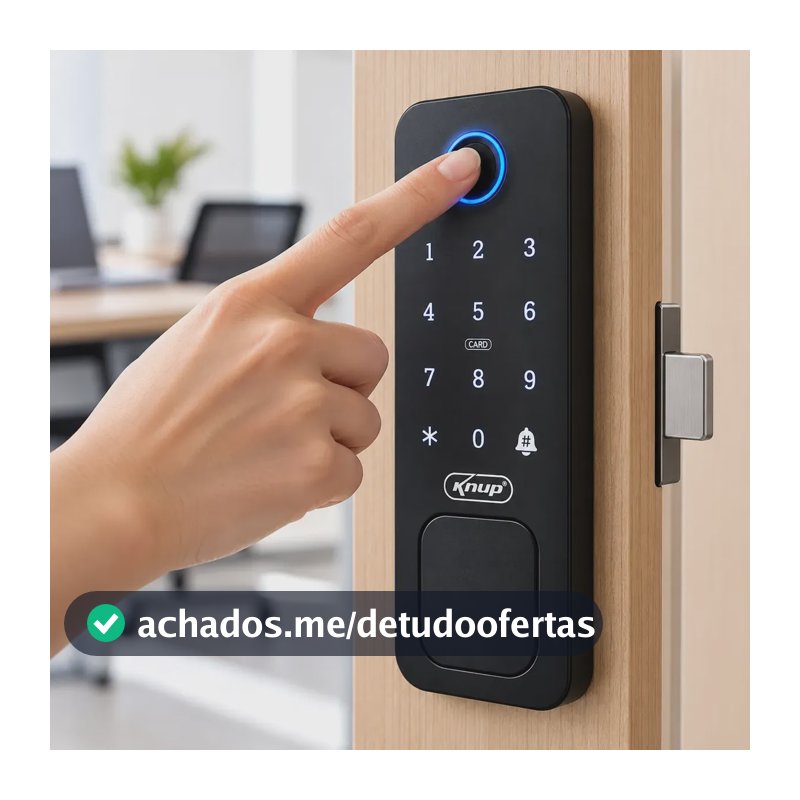 Fechadura Eletrônica Biométrica Digital Touch Com Senha Preto