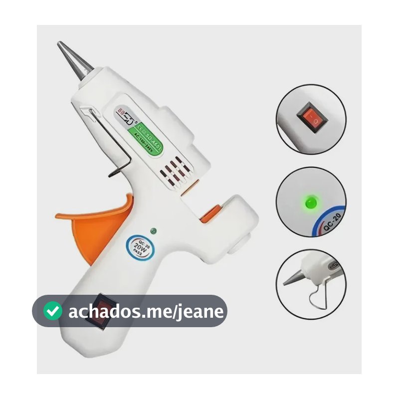 Pistola Cola Quente Bico Fino artesanato Profissional Branco 110 / 220v Niadri Imports