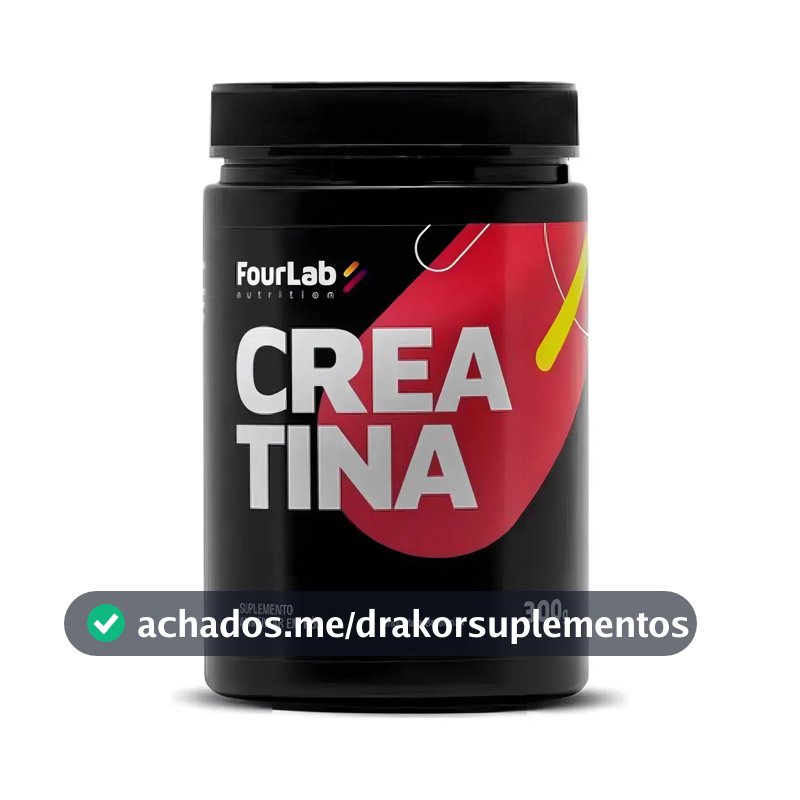Creatina Monohidratada Fourlab 300g Sem Sabor Vegana Sem Glúten