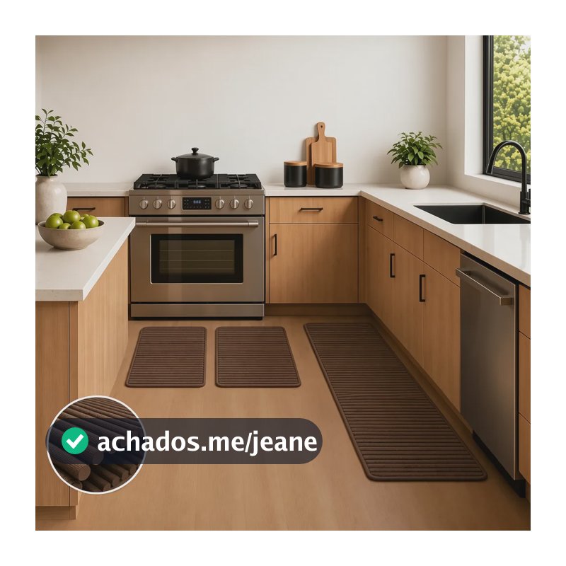 Jogo 3 Peças Tapete Passadeira Antiderrapante Impermeável 1.2 M 43 Cm Marrom