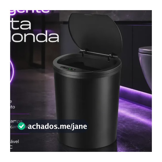 Lixeira Inteligente Smart 16l Automática Recarregável Preto Sensor Banheiro E Cozinha Moderna