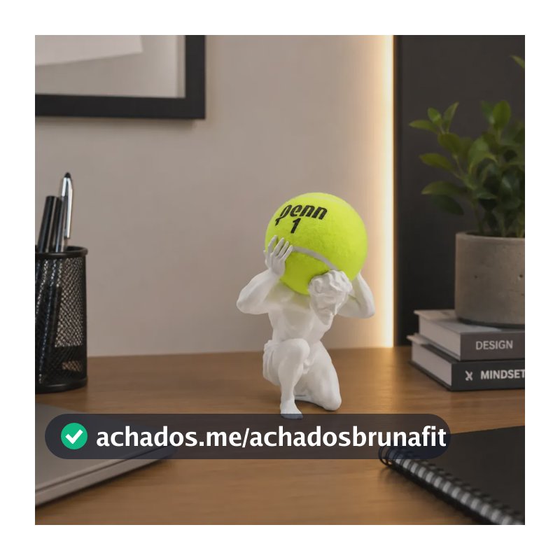 Suporte Porta Bola De Tênis E Beach Tênis Estátua Atlas Branco