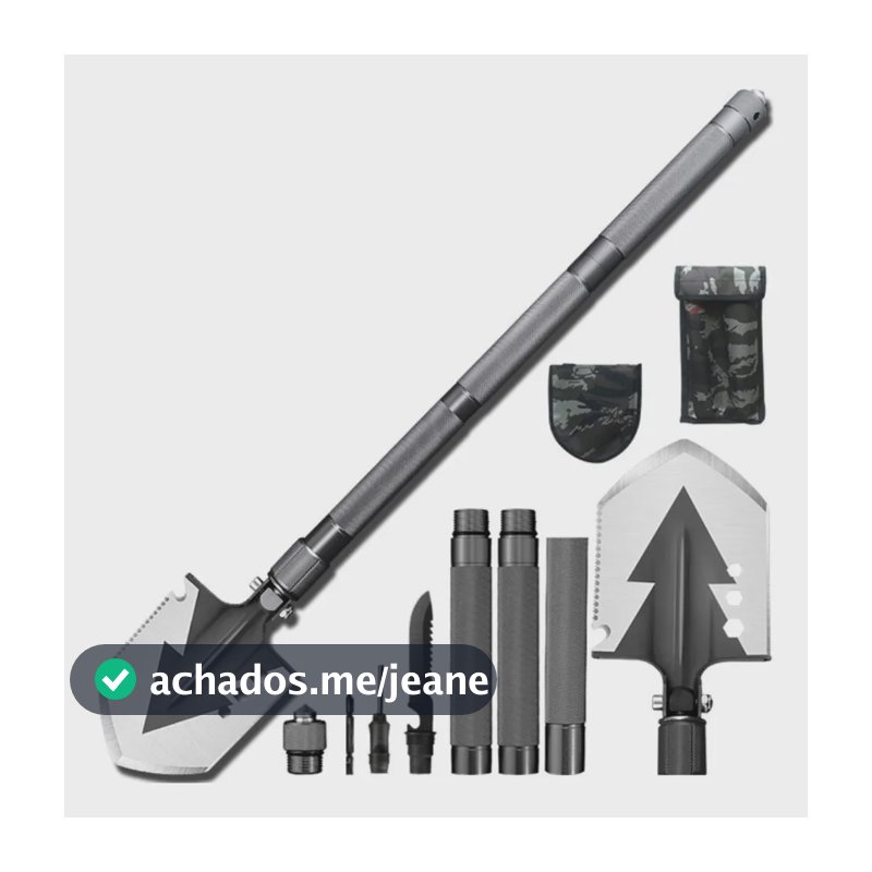 Kit Pá Tática Dobrável Militar Escavação Multiuso Camping Prateado