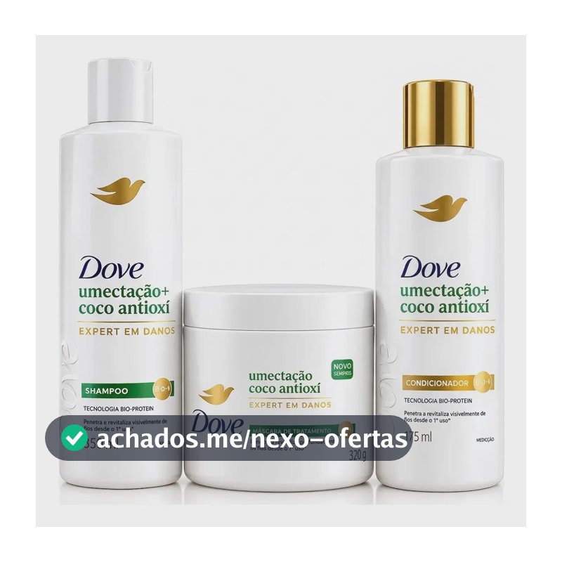 Kit Dove Umectação+coco Antiox Shampoo Condicionador Máscara