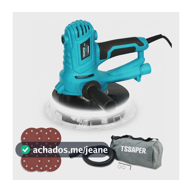Lixadeira de Parede Profissional Tssaper 850W com LED para Massa Corrida e Drywall