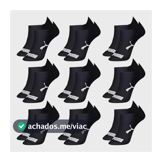Kit 9 Pares Meias Puma Sapatilha Cano Baixo Algodão Original