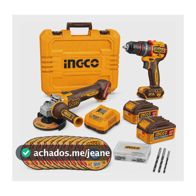 Kit Parafusadeira Furadeira Esmerilhadeira 20v Brushless