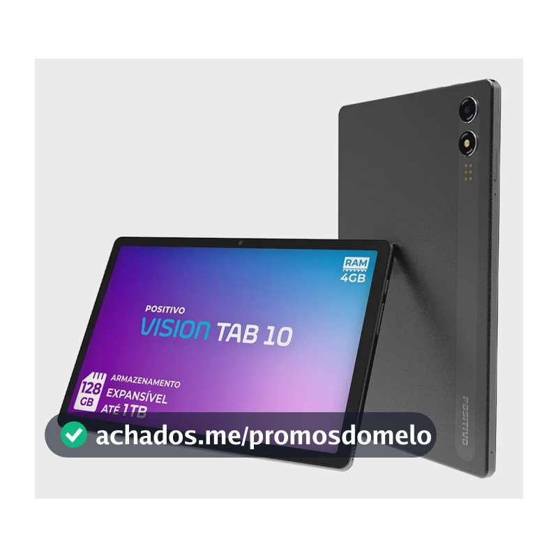 Tablet Positivo Vision Tab 10 4GB Ram 128GB Armazenamento, Octa-Core 13MP + Selfie 5MP Bateria 6000mAh, Tela 10.1 HD, Wi-Fi AC E 4G Full Lamination - Preto