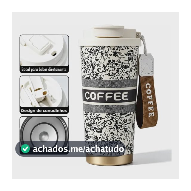 Copo Térmico Gigante 500ml Inox Com Tampa E Inox Canudo