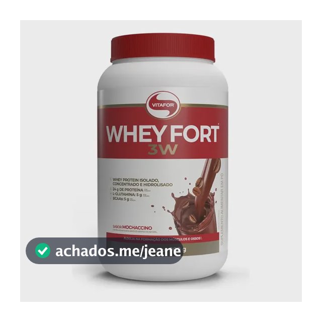 Proteína em Pó Vitafor Whey Fort 3W Sabor Mochaccino Blend Isolado, Concentrado e Hidrolisado 900g