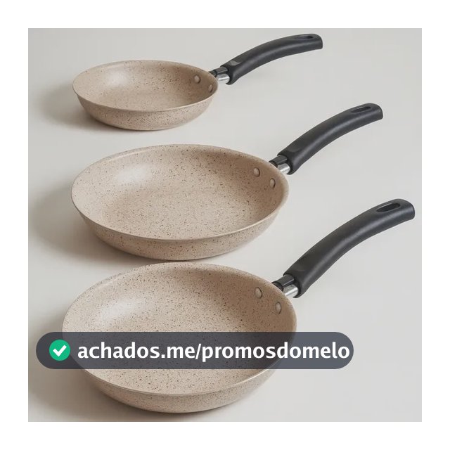 Jogo De 3 Frigideiras Antiaderentes Teflon Premiun Bege