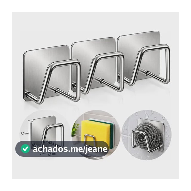 Kit 3 Suporte Porta  Esponja Para Pia Cozinha Aço Inox Prata Prateado