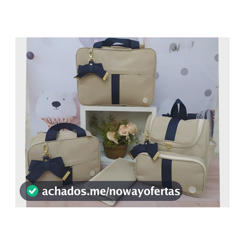 Kit Bolsa Mala De Bebe Maternidade Azul 4pçs